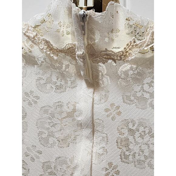 Vintage 60s 70s Victorian Ivory Bridallure Laced Wedding Dress Size 5 With Train - Picture 14 of 15